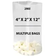 2Mil 4" X 2" X 12" | Clear Gusseted Bags, Heat Sealable | Multiple Bags