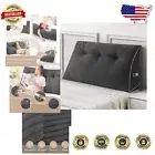 Compact Dark Grey Daybed Pillow Headboard with Storage Pockets & Washable Cover