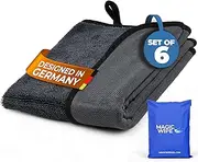 [MAGIC WIPE] Bathroom Drying Cloth XXL - 6 Pack 40 x 60 cm Original All Purpose Microfibre Cleaning Cloth - Streak & Lint Free Cloth, Premium Quality Drying Towel for Bathrooms, Kitchen, Mirrors, Car