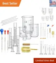 Lab Glassware Set, Beaker Glass Cylinder Pipettes Set, 5pcs Thick Glass Gradu...