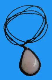 Unisex Necklace Woven Macramé Thread Natural Stone Rose Quartz