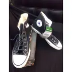 九成九新 CONVERSE 高筒 帆布鞋 黑色 10號 附白色鞋帶