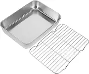 1Set Barbecue Plate with Rack Multi Function Grilling Baking Dish for Camping Oven Home Use for Meats Breads Desserts More