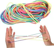 Generic 20pcs Cats Cradle String Game Finger Stretchy String Toys for Boy Girl Chinese Hand Game with Rainbow Design for Parent-boy Girl Interaction and Fun Activities
