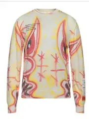 Heron Preston x Kenny Scharf crewneck wool exposed seams sweater Sz XS Italy