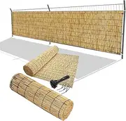 Bamboo Privacy Fencing, Patio Privacy Screen Panels, Natural Fencing Rolls, Decorative Bamboo Fencing, Outdoor,Gallery,Restaurant,Hotel,Patio, Hand-Woven, Backyard Divider(1.85 * 10m(6.1 * 32.8ft))