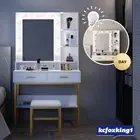Vanity Table Mirror Dressing Table Makeup Drawer Cabinet with 9 LED Lights White