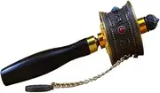 Hand Cranking Buddhist Prayer Wheel Hand Held Prayer Wheel Buddhist Prayer Wheel Prayer Wheel with Scroll, Wheel for Praying(Black)