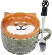 XinHuiGY Cute Dog Coffee Mug with Lid,Animal Tea Cup with Saucer Set,Kawaii Ceramic Mugs with Biscuit Holder and Spoon,Gifts for Women,Teacher,Friend,for Mothers Day,Easter,Christmas (Dog)