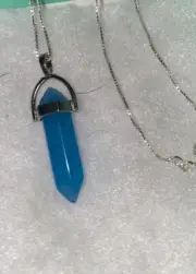 Boho Hippie Blue Quartz Sterling Silver Necklace 16”