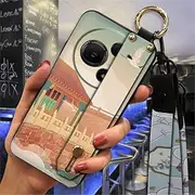 Phone Case Compatible with TCL 60 NxtPaper, Soft case Chinese Style Wrist Strap Waterproof Durable Anti-dust Ring Wristband Phone Holder