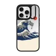 iPhone 16 Pro Mirror Ring Stand Case MagSafe Compatible The Great Wave of Pugs