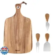 hecef Upgrade Bigger Cheese Board set of 4, a Acacia Wood Cheese Plate and 4