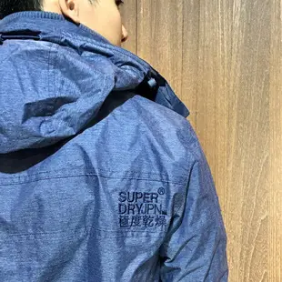 美國百分百【全新真品】Superdry 極度乾燥 風衣 連帽 防風外套 夾克 網格 男 海軍藍 S M號 I757