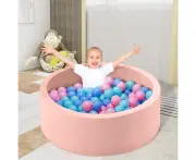 PlayPals Foam Ball Pit Soft Round Ball Pool Playpen Fence with 200 Balls Pink