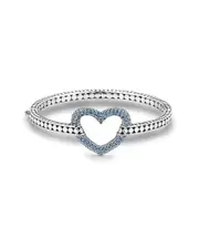 Samuel B. Silver 1.79 ct. tw. Blue Topaz Heart Bangle Bracelet