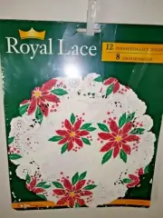 Christmas Poinsettia Royal Lace Paper Doilies 8 inch 12 count.