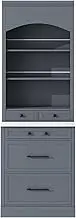 83.7 Inch High Modern Kitchen Storage Cabinet, Freestanding Kitchen Food Storage Cabinet with Faux Marble Countertop, 5 Drawers and Adjustable Shelves for Dining Room, Living Room, Entryway (Gray)