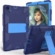 Silicone+PC Case 3-Layer Anti-fall Protective Cover Tablet Stand For Samsung Galaxy Tab A 10.1 inch T510(2019)-10navy blue