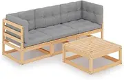Patio Furniture Sets 4 Piece Garden Lounge Set with Cushions Solid Pinewood