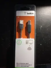 Belkin USB 2.0 Computer Printer Cable Black 10ft USB-A to USB-B NIB AS IS #k502