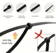 20 - 200 Zip Ties 8" Inch Black Cable Wire Tie Clasps Nylon Ties Self Locking