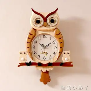 掛鐘創意卡通兒童房鐘表貓頭鷹個性家居木質壁掛裝飾時鐘可愛掛表 NMS 雙十一購物節