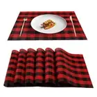 Buffalo Check Placemats Indoor Set of 6 Wipeable Black and Red Plaid placemat...