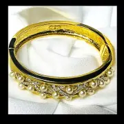 Jackie O Jacqueline Kennedy Cuff Bracelet Lattice Pearls Crystals Camrose Kross