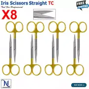8Pcs Dental Surgical Iris Gum Tissue Suture Removal Scissors Sharp/Sharp TC Tips