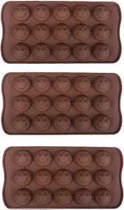 3 Pack X Smiley Face Emoji Ice Cube Chocolate Soap Tray Mold Silicone Party Maker