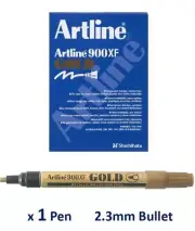 1 x Artline 900XF Gold Marker 2.3mm 190031 Permanent Metallic Paint Ink B351