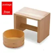 Japanese Hinoki Wood Bath Stool and Bucket Set - Authentic Spa Quality