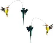 SICANAUO 2pcs Solar or Battery Powered Fluttering Hummingbird, Wobble Fluttering Bird for Garden Yard Stake Plants Flowers Patio Landscape Outside Decor