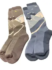 Kids Warm Ski Snow Socks 2 Pairs Gray/Blue Kids Size M (US size 4-6.5) NEW