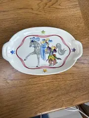 Villeroy & Boch LE CIRQUE 10 1/8" Oval Handled Pickle Dish Woman on Horse Clown