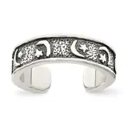 Sterling Silver Antiqued Moon & Star Toe Ring