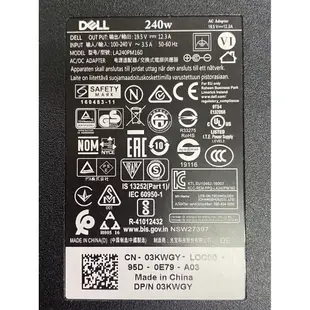 二手商品DELL原廠  19.5V  12.3A  240W   電源供應器/變壓器  LA240PM160