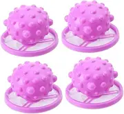 Anneome 4pcs Washing Machine Hair Catcher Filter Balls Durable Laundry Cleaning Tools Purplish Red Shape Hair Removal Device for House Cleaning