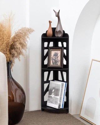 Corner Shelves,Corner Shelf Stand Waterproof 31.5"H ( 3 tier), Black