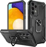 Compatible with Samsung Galaxy A73 5G Case,Compatible with Samsung Galaxy A73 5G Shockproof and Bumper Screen and Camera Protection Cover Car Magnetic Built-in Ring Kickstand Black