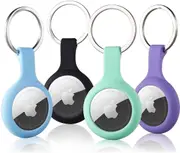 4 Pack Silicone Case for Airtags with Keychain, Protective Cover for Apple Air Tag Key Finder Tracker, Pet Dog Itag Collar Necklace, Airtag Accessories Holder