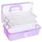 12" Three-Layer Art Storage Box, Multifunctional Tool Case with Handle, Purple