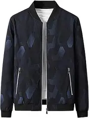 [JEShifangjiusu] Men'S Sports Shell Jacket Stand Collar Plaid Bomber Jacket Lightweight Windbreaker Outdoor Recreation Coat