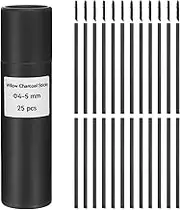 uxcell Willow Charcoal Sticks, 4-5mm Willow Charcoal Pencils Soft Sketch Vine Art Supplies Set for Drawing Sketching Shading Painting Artists Beginners (Black, Pack of 25)