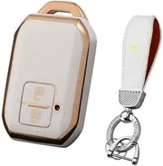 HIBEYO Soft TPU Key Fob Cover with Keychains for Suzuki Spacia MK53S Jimny Sierra Swift Wagon Car Key Case Accessories
