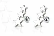 PAIR 16G TRIPLE STAR STEEL BARBELLS EAR TRAGUS HELIX STUDS DAITH CARTILAGE RINGS