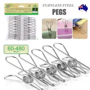 60-240pc Stainless Steel Pegs Hanging Wire Metal Clip Laundry Clothes Pins Clamp