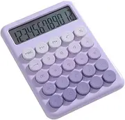 Desktop Calculator 12 Digit Large LCD Display Big Round Button Cute Gradient Colored Calculator Suitable for Office School Home for Students Accountant Purple
