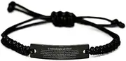[Generic] Unbiological Dad Gift. Best Thank You Gifts for Unbiological Dad, I Love You Even More. Appreciation Gifts, Black Rope Bracelet for Unbiological Dad, Small, Silver Plated Zinc, Cubic Zirconia